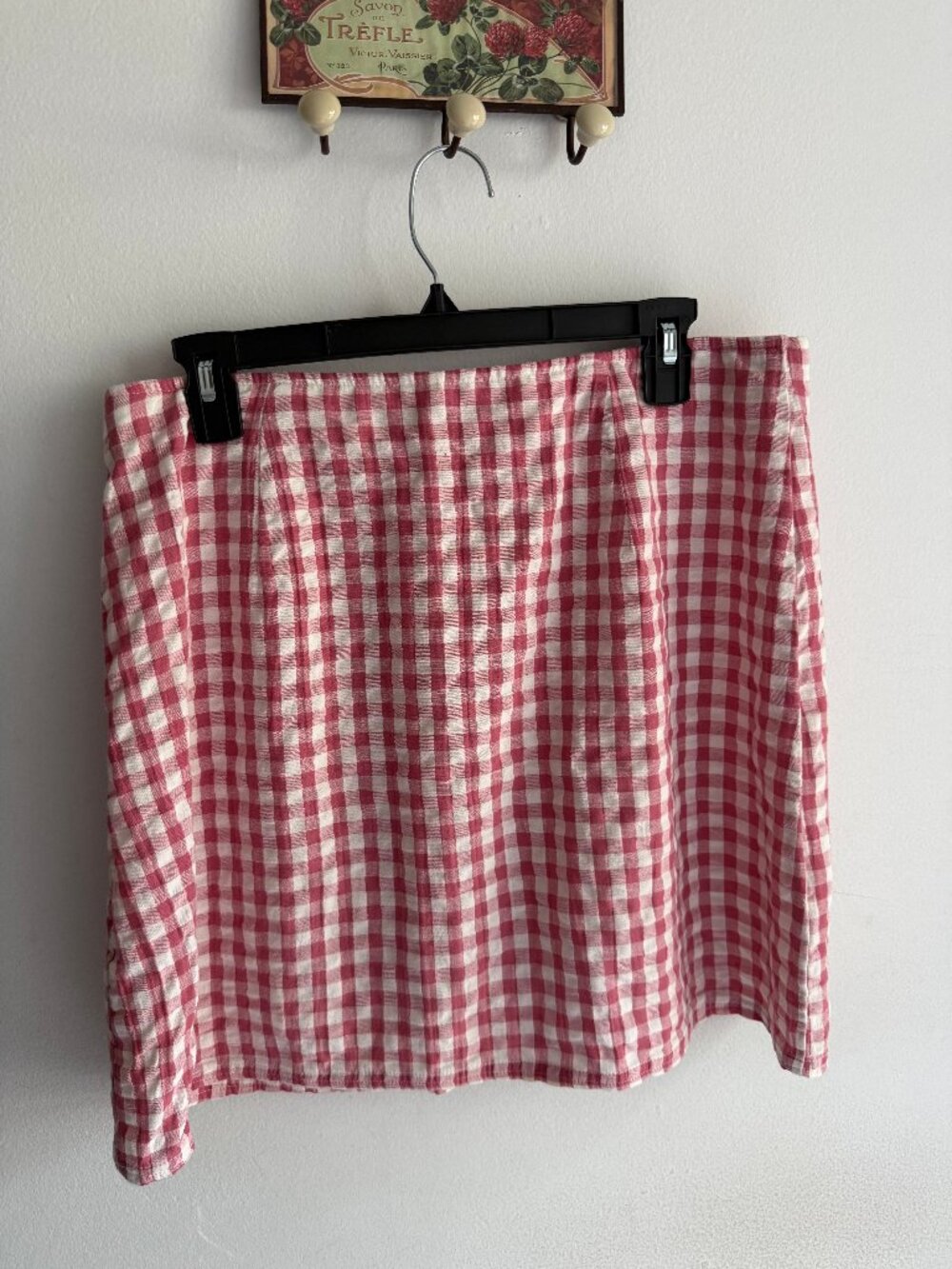 American Eagle Red and White Gingham Cotton Mini Skirt
